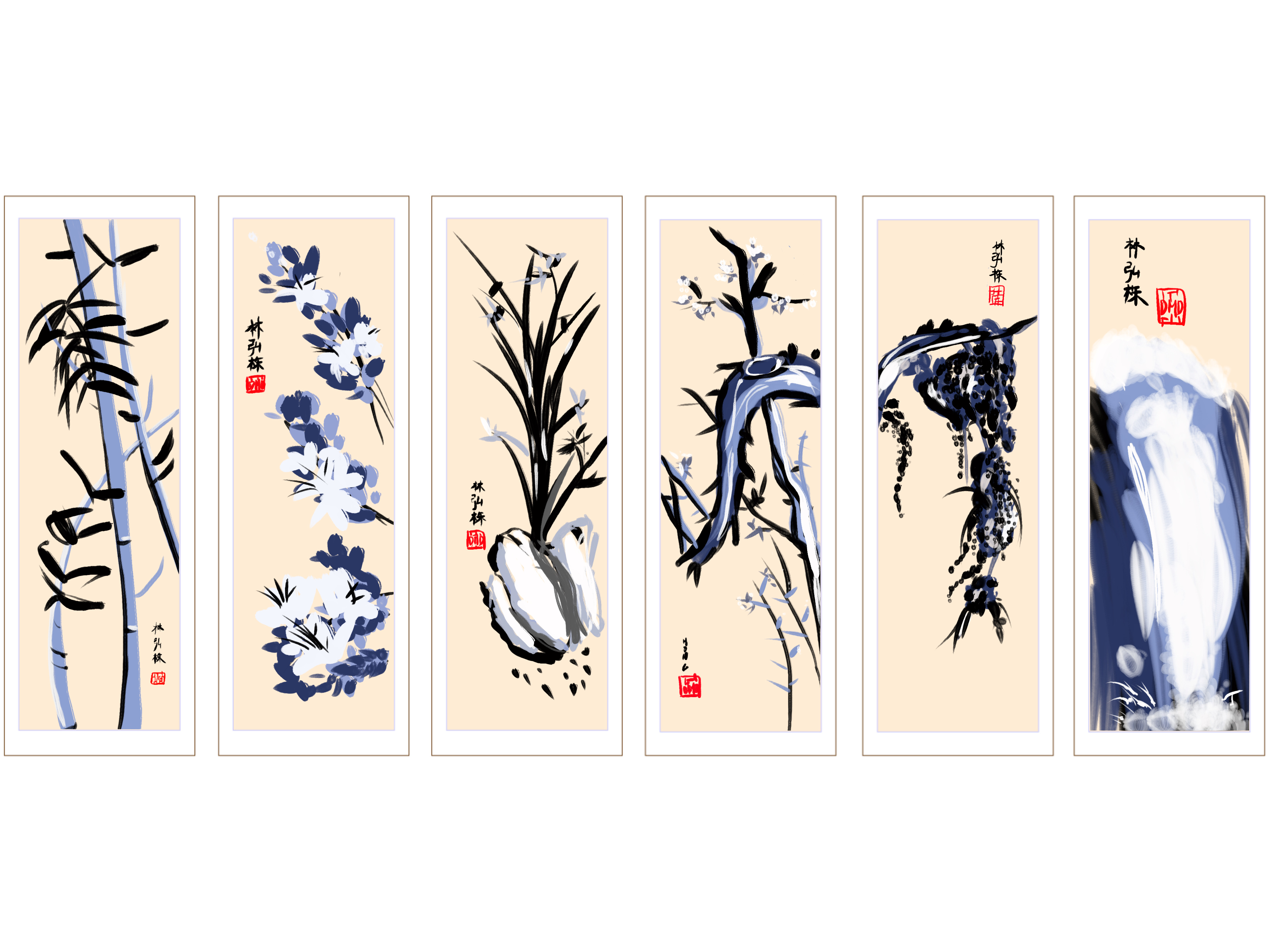Ink-brush painting series